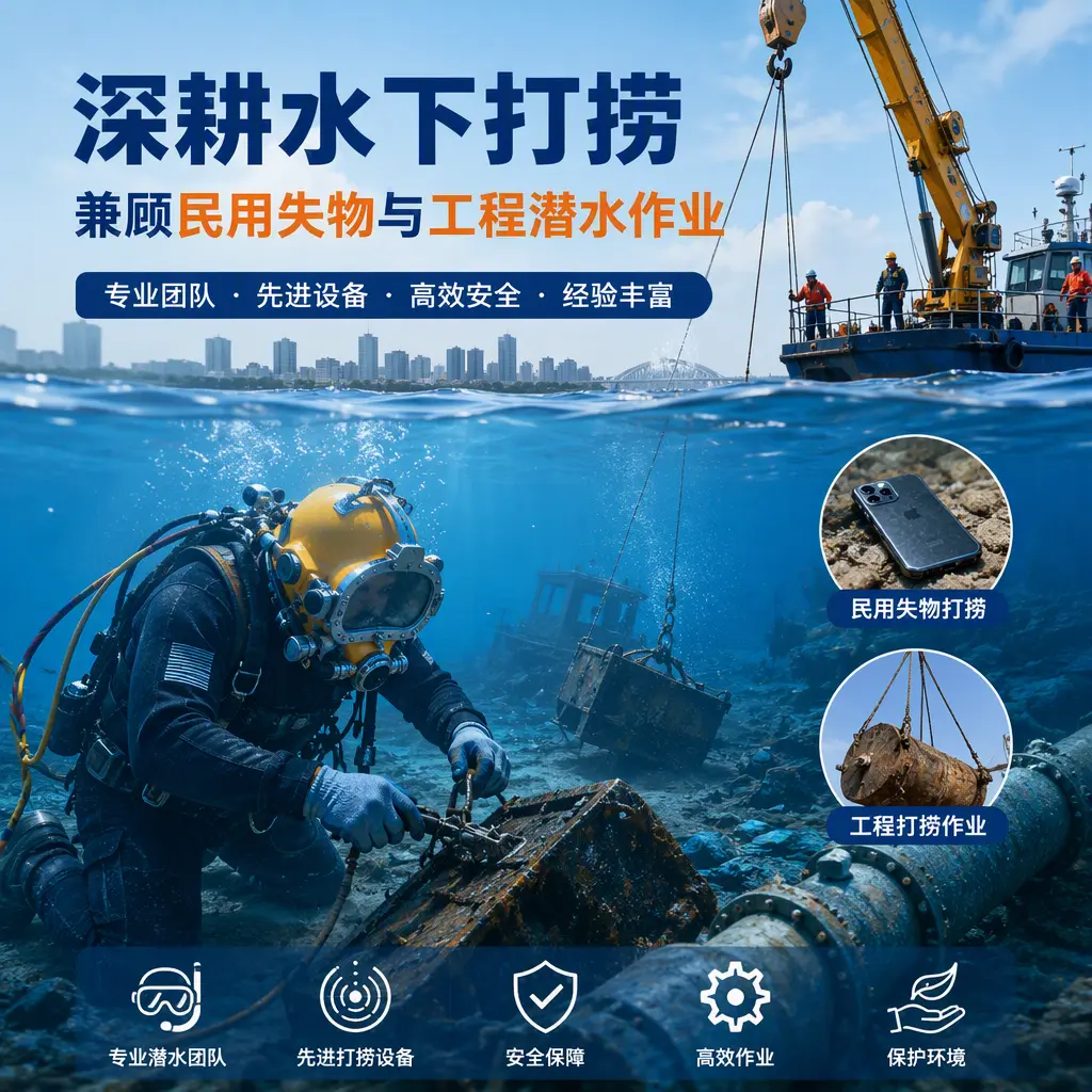 深耕水下打捞，兼顾民用失物与工程潜水作业平安
