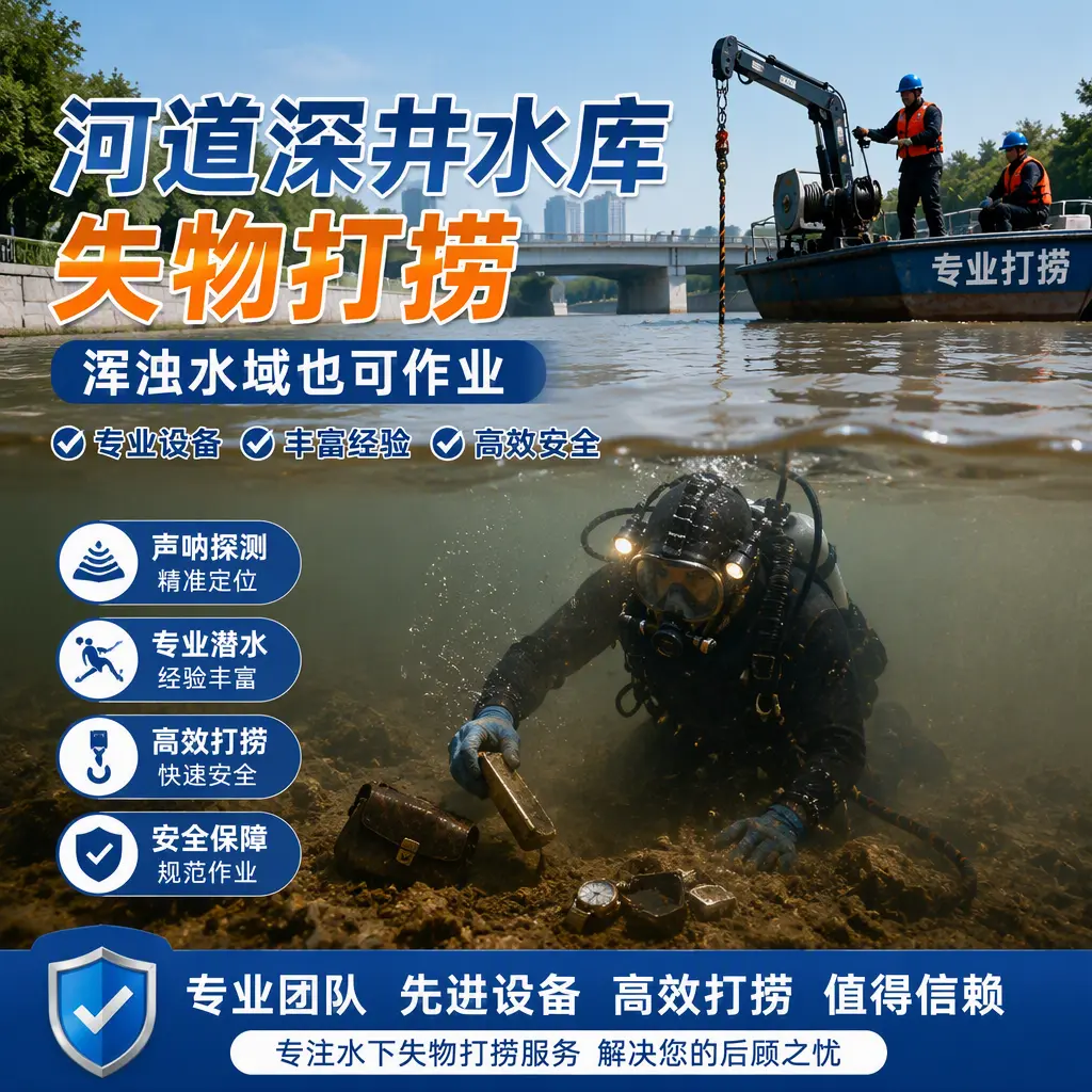 河道深井水库失物打捞，浑浊水域也可作业平安