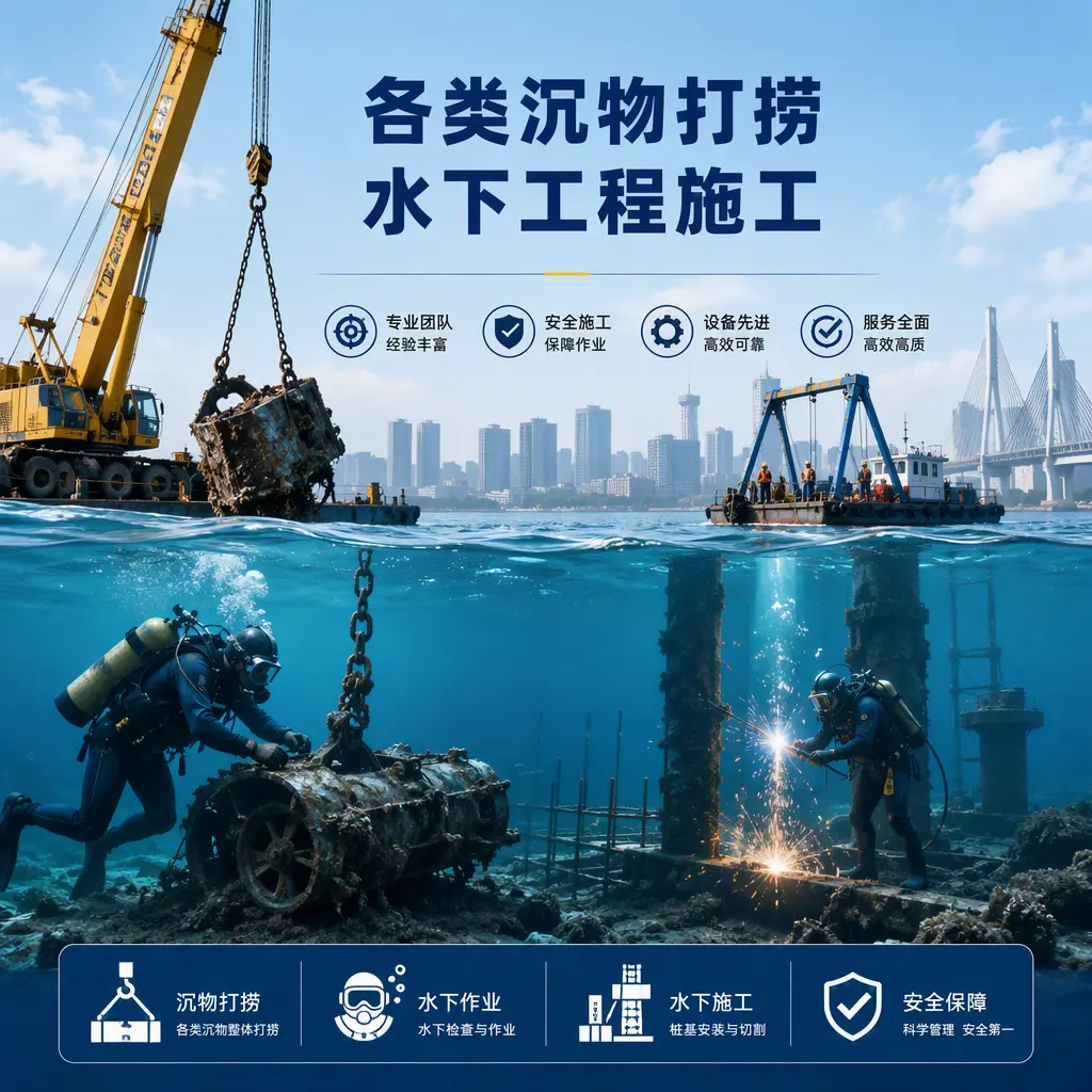 平安各类沉物打捞，水下工程施工
