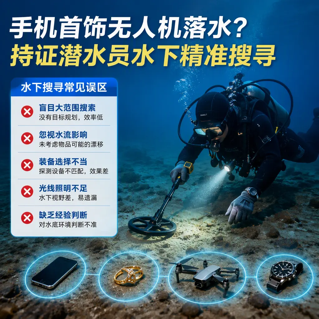 手机首饰无人机落水？平安持证潜水员水下精准搜寻