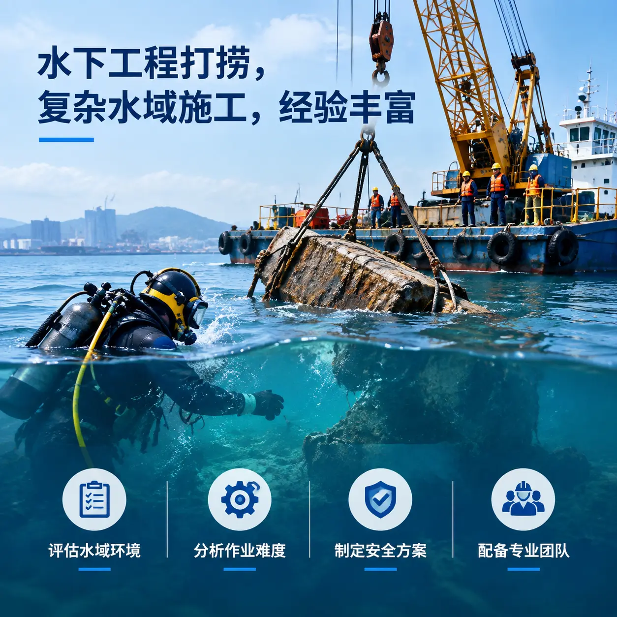 水下工程打捞，复杂水域施工，经验丰富平安